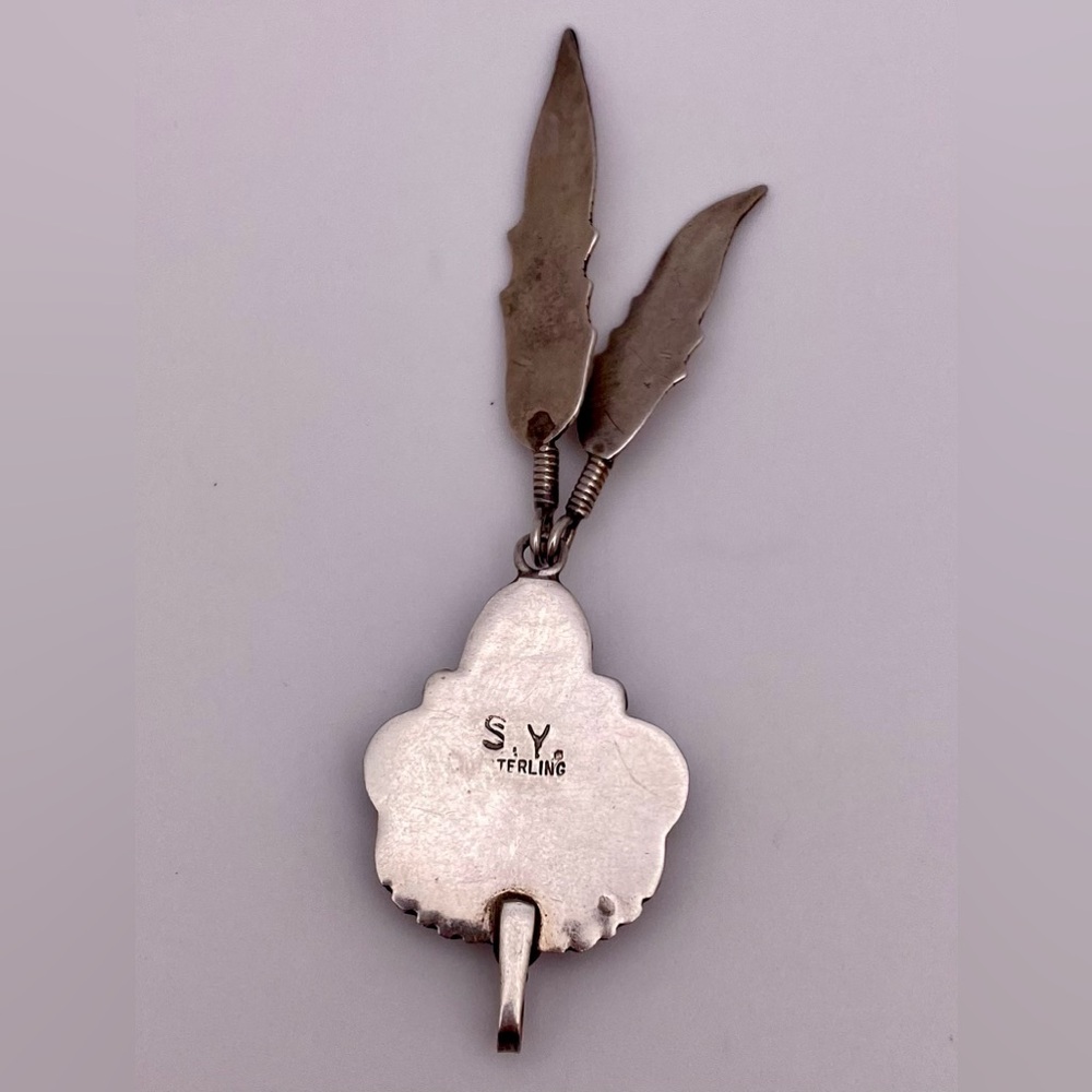 Sterling silver onyx native pendant signed Sampson yazzie SY - Picture 2 of 3